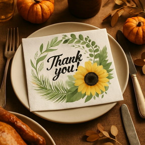 YingYouFu Thanksgiving Tableware Set Disposable Plates and Napkins Autumn Harvest Pattern for Fall Thanksgiving Dinner BBQ Picnics