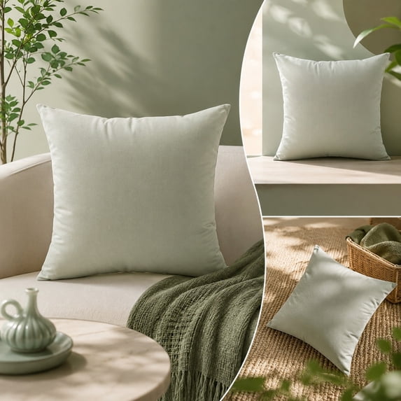YingYouFu Throw Pillows, Green Decorative Throw Pillow, 18x18 Inch Farmhouse Square Cushion for Outdoor Porch Patio or Indoor Sofa Bed