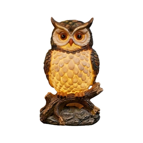 YingYouFu USB Powered Resin Owl Table Lamp, Warm LED Night Light Figurine for Home Interior Decor, Suitable for Bedroom Table Shelf Living Room Office Desktop Garden Patio Decor