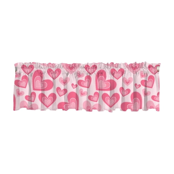 YingYouFu Valentine Curtain Valance Pastel Hearts Valance 53.94 x 17.72 Inch Short Window Treatment for Farmhouse Wedding