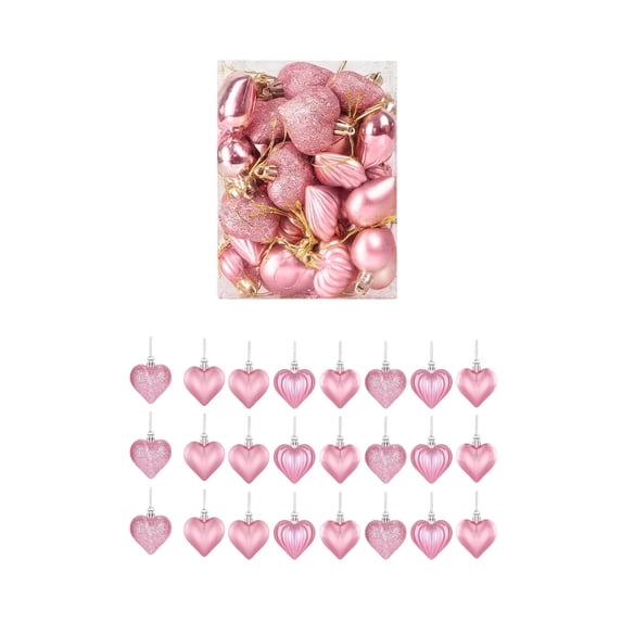 YingYouFu Valentine's Day Heart Ornaments 24Pcs Hanging Decorations Party Supplies for Wall Door Ceiling, Romantic Heart Shaped Decor for Home Festival Celebration