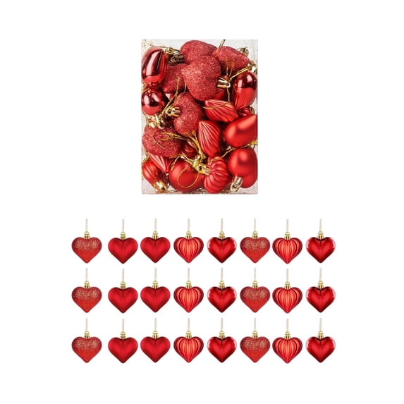 YingYouFu Valentine's Day Heart Ornaments 24Pcs Hanging Decorations Party Supplies for Wall Door Ceiling, Romantic Heart Shaped Decor for Home Festival Celebration