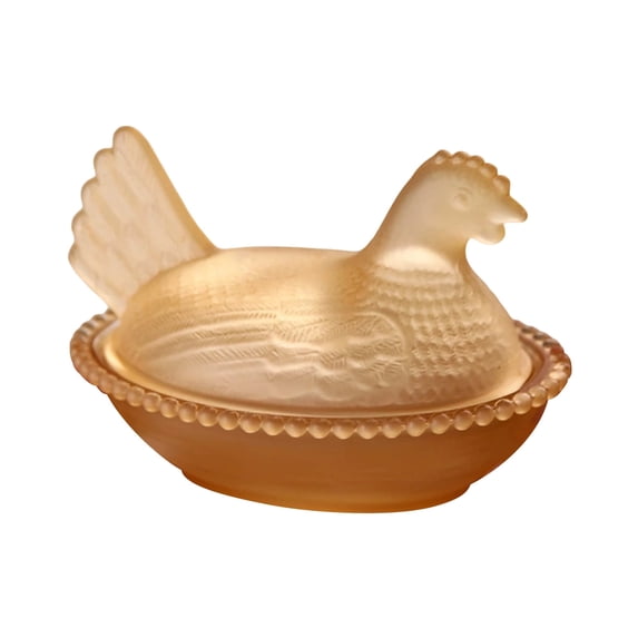 YingYouFu Vintage Glass Hen on Nest Dish with Lid - Large Pedestal Rooster Glass Candy Bowl, Colorful Crystal Candy Jar for Snacks, Dessert, Cookies | Home Kitchen Office Tabletop Decor