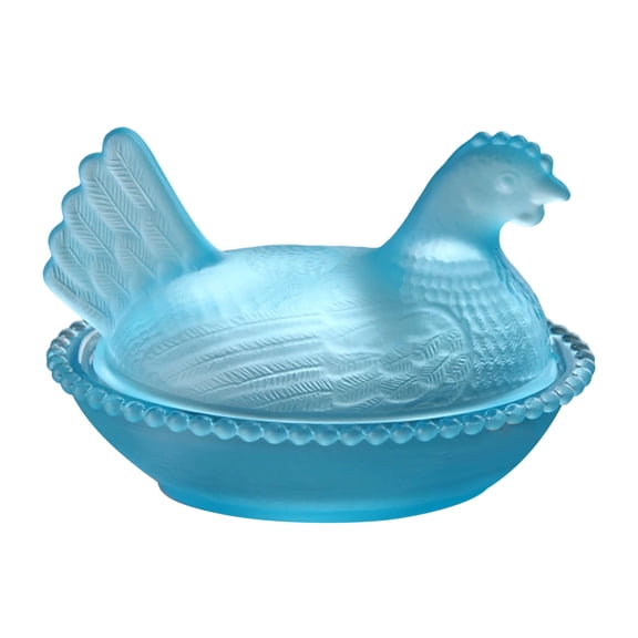 YingYouFu Vintage Glass Hen on Nest Dish with Lid - Large Pedestal Rooster Glass Candy Bowl, Colorful Crystal Candy Jar for Snacks, Dessert, Cookies | Home Kitchen Office Tabletop Decor