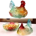 thumbnail image 1 of YingYouFu Vintage Glass Rooster on Nest Dish with Lid - Large Pedestal Rooster Glass Candy Bowl, Colorful Crystal Candy Jar for Snacks, Dessert, Cookies | Home Kitchen Office Tabletop Decor, 1 of 9