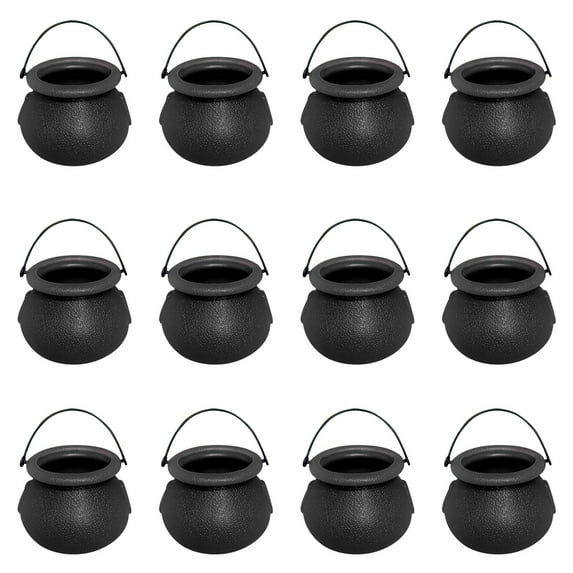 YingYouFu Witches bucket set, mini cauldron Halloween party decoration 12pcs, spell potion jar props, festive table centerpiece collection, Black
