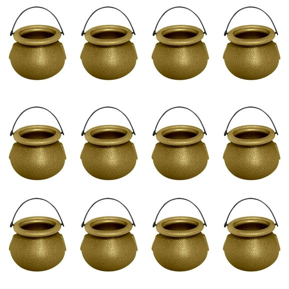YingYouFu Witches bucket set, mini cauldron Halloween party decoration 12pcs, spell potion jar props, festive table centerpiece collection, Gold