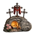 thumbnail image 1 of YingYouFu Wood Easter Resurrection Scene Cross Table Decor - He is Risen Religious Decor for Tabletop, Mantels, Tray & Perfect Christian Home Holiday Gifting, 1 of 6
