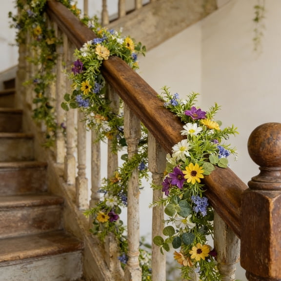 Yingchun Flower Fake Vine Garland, Long Simulation Decorative Flower Rattan for Ceiling and Pipe Wrapping, Indoor Outdoor Hanging Decoration for Home Weddings Parties or Events