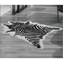 Yingda1992 Small Zebra Print Area Rug Faux Animal Cowhide Skin Carpet Home Decor Mat for Office Living Room Bedroom 3.1' x 3.6'
