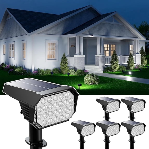 Yinghao 6 pack Solar Spot Lights Outdoor Landscape Waterproof 24 LEDs Flood Lamp Dusk to Dawn Uplighting for Tree, Plant, Statue, Yard, Garden, House