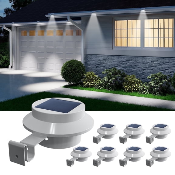 Yinghao 8 pack Solar Power Gutter Lights Outdoor Waterproof Led Fence Lamp Lighting Railing, Wall, Deck, House, Garden, Yard, Pool, No Drilling Mount