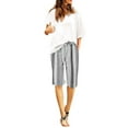 thumbnail image 1 of Yinguo Bermuda Shorts for Women Casual Drawstring Elastic Waist Summer Soft Beach Stripe Knee Length Lounge Wear Shorts with Pockets Grey XL, 1 of 5