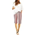 thumbnail image 1 of Yinguo Bermuda Shorts for Women Casual Drawstring Elastic Waist Summer Soft Beach Stripe Knee Length Lounge Wear Shorts with Pockets Hot Pink M, 1 of 5