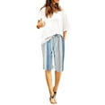 thumbnail image 1 of Yinguo Bermuda Shorts for Women Casual Drawstring Elastic Waist Summer Soft Beach Stripe Knee Length Lounge Wear Shorts with Pockets Sky Blue XXL, 1 of 5