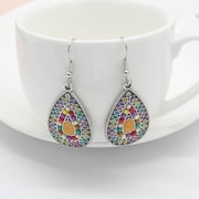 Yinguo Bohemian Personality Popular Sun Flower Dripping Oil Alloy Drop Shaped Earrings Earrings With Earrings