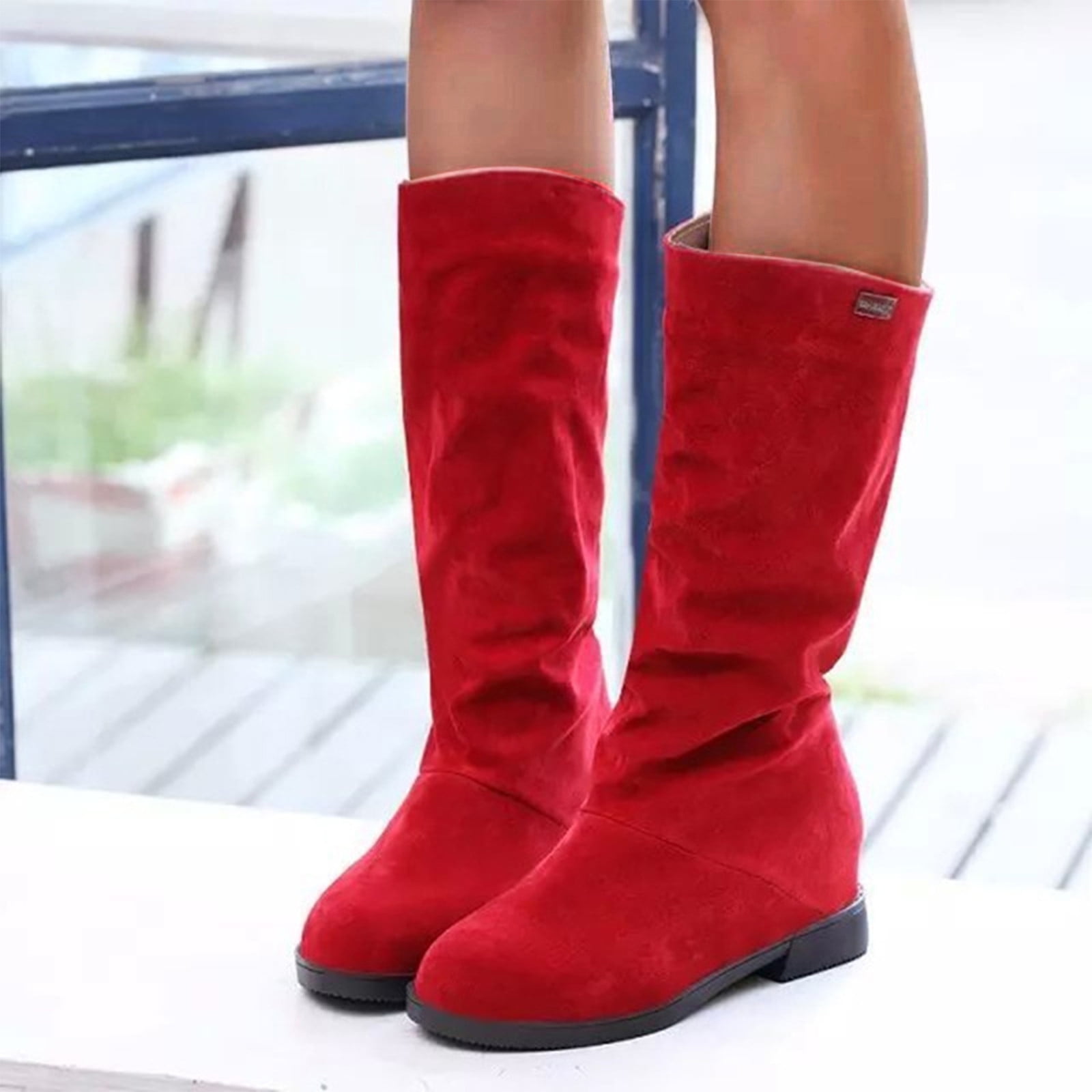 Yinguo Boots Soft Winter Suede Autumn MidSolid Warm Boots Classic Women's Color Lowheel Women's