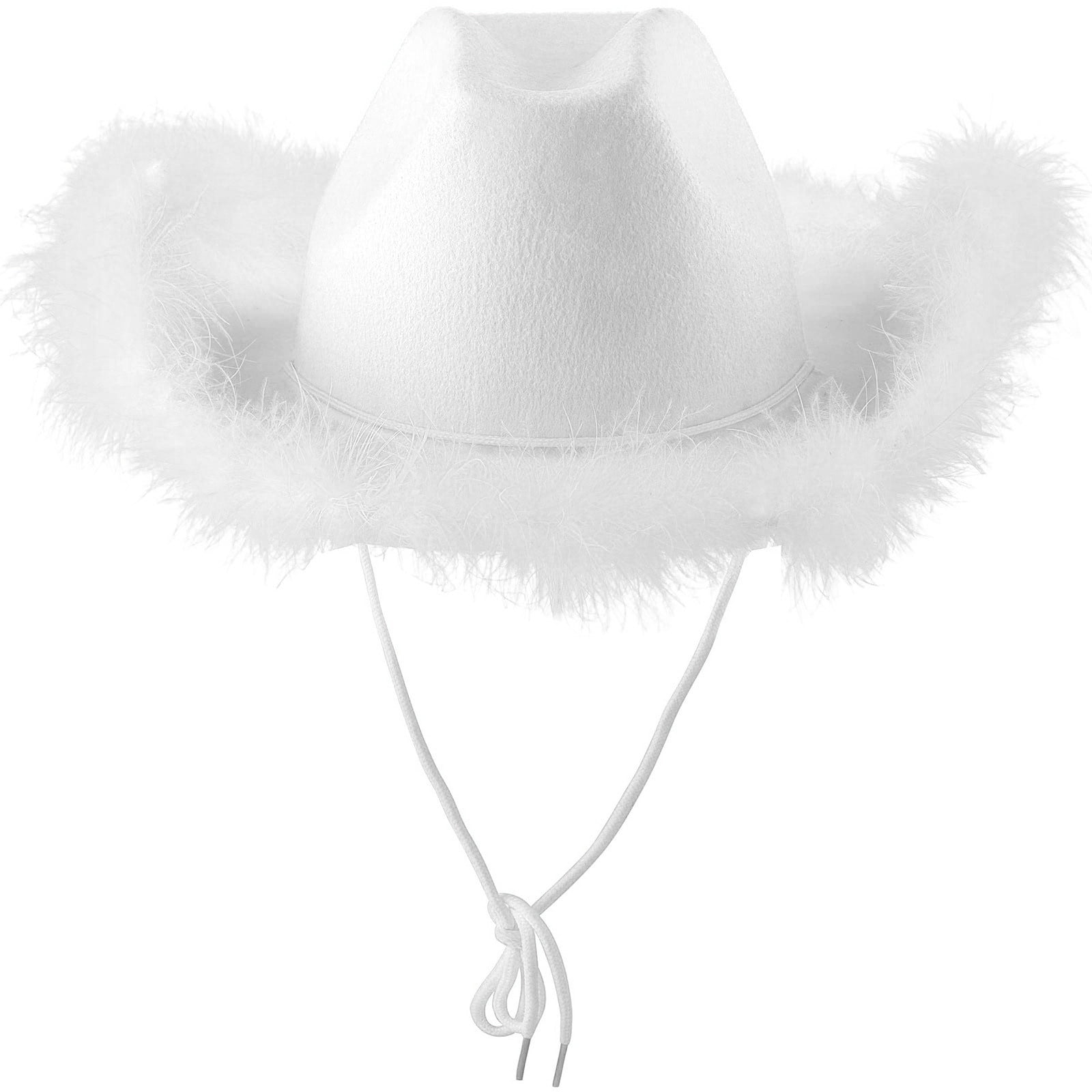 Yinguo Hat With Feather Fluffy Feather Brim Adult Size Cowboy Hat With