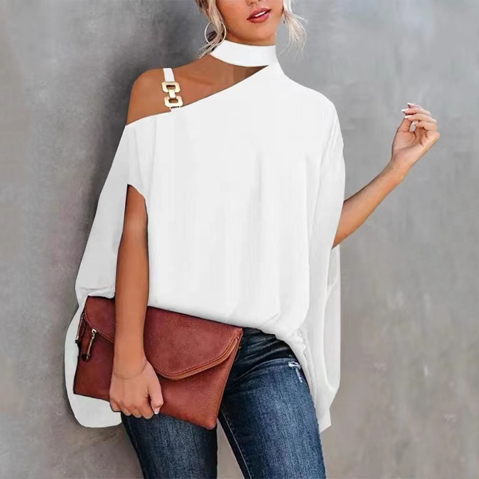 One Cold Shoulder Button Up Blouse