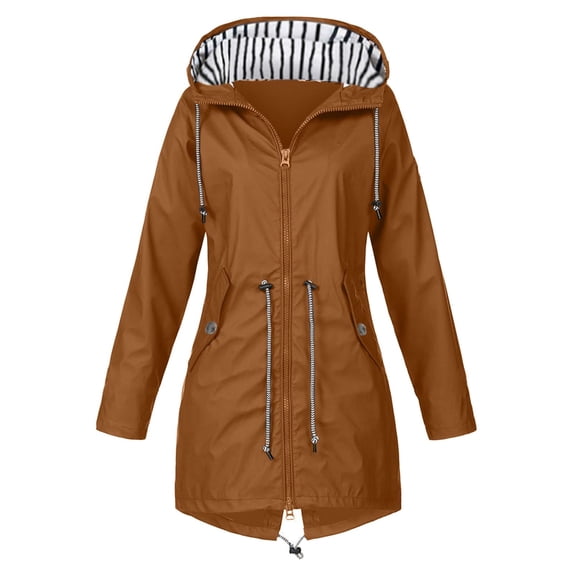 Yinguo Women's Breathable Plus Size Raincoat Rain Jacket Outdoor Windbreaker Transition Jacket Lightweight Hoodie Jacket, with Drawstring And Pocket For Spring Autumn Hiking