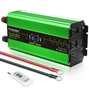 Yinleader 2000 Watt Pure Sine Wave Power Inverter 12V to 110V DC to AC with Remote Control LCD Display 4 Sockets 4 USB
