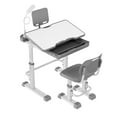 thumbnail image 1 of LVYUAN Kids Study Desk and Chair Set Height Adjustable Children School Study Drawing Desk Chair with LED Lamp, Tilt Desktop, Storage Drawer, Book Stand Grey, 1 of 18