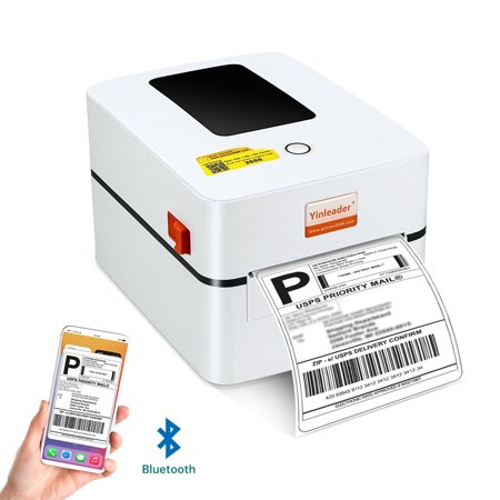 Yinleader Shipping Label Printer Bluetooth 4x6 Thermal Label Printer for Small Business, for Phone, Windows and Mac White