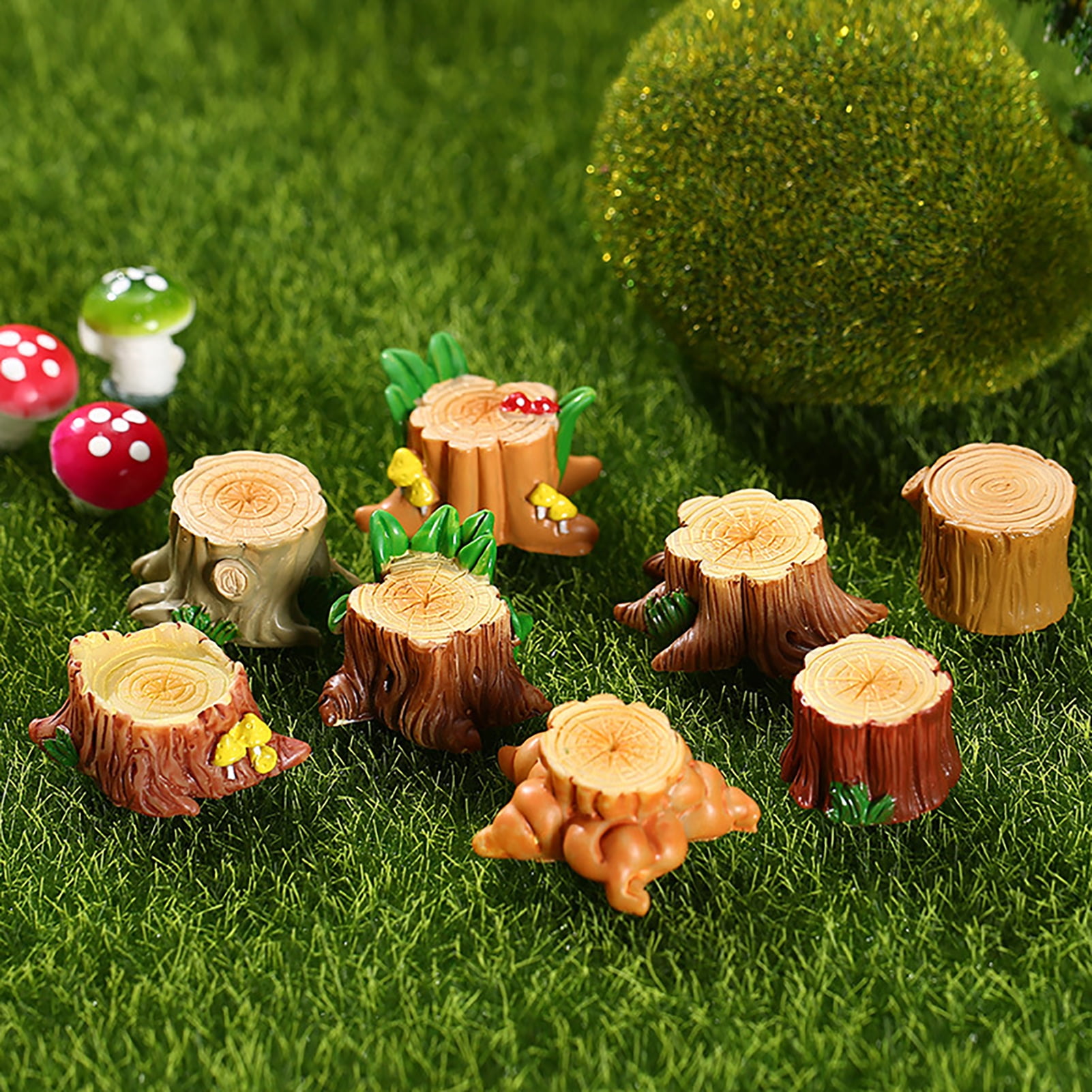 Yinreli 1 Set Mini Stump Statue Weather-resistant Attractive Resin ...