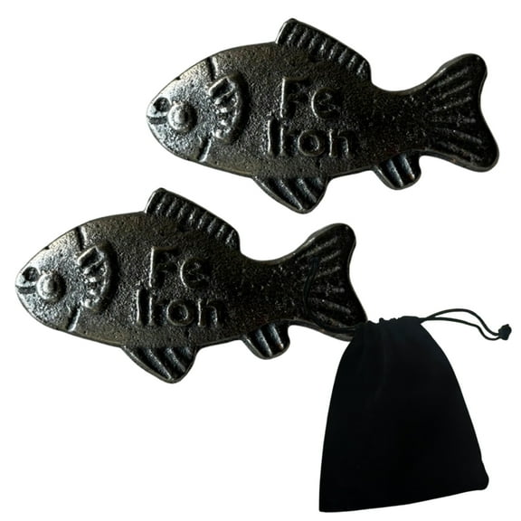 Yinreli Iron Deficiency Anemia Aid 2 Pcs Iron Fish Cooking Tool Natural Iron Supplement with Pouch Reusable Aid for Anemia Suitable for Pregnant Women Vegans