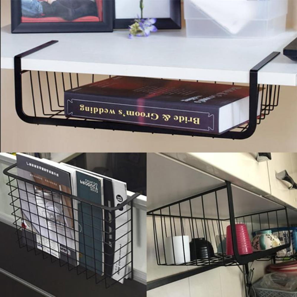 Metal Rack For Desk Yinreli Metal Cabinet Closet Desk Hanging Mesh Basket Wire Bookcase ...