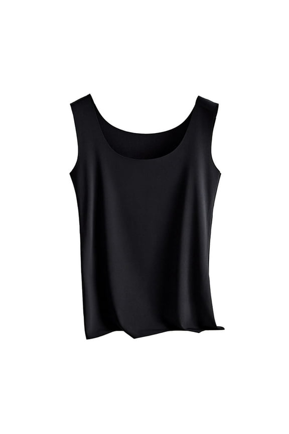 Tank Top Nylon Spandex Women's Ice Silk Tank Top Sleeveless Scoop Neck Camisole Solid Color Nylon Spandex Blouse for Casual Wear Workouts Breathable