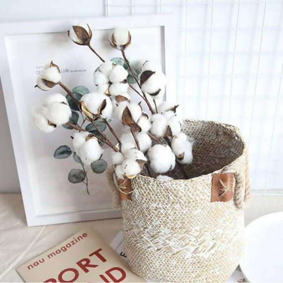 Yinrunx Farmhouse Decor Cotton Dried Flowers Cotton Stems Fake Flowers Artificial for Decoration Farmhouse Wall Decor Flower Wall Decor Country Decor for the Home Greenery Flower Wedding ​vase Fillers