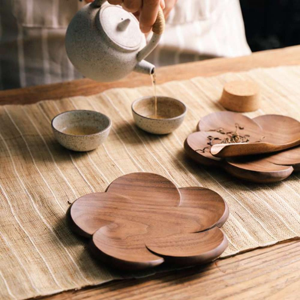 Set of 6 Walnut Wood Beverage Coasters