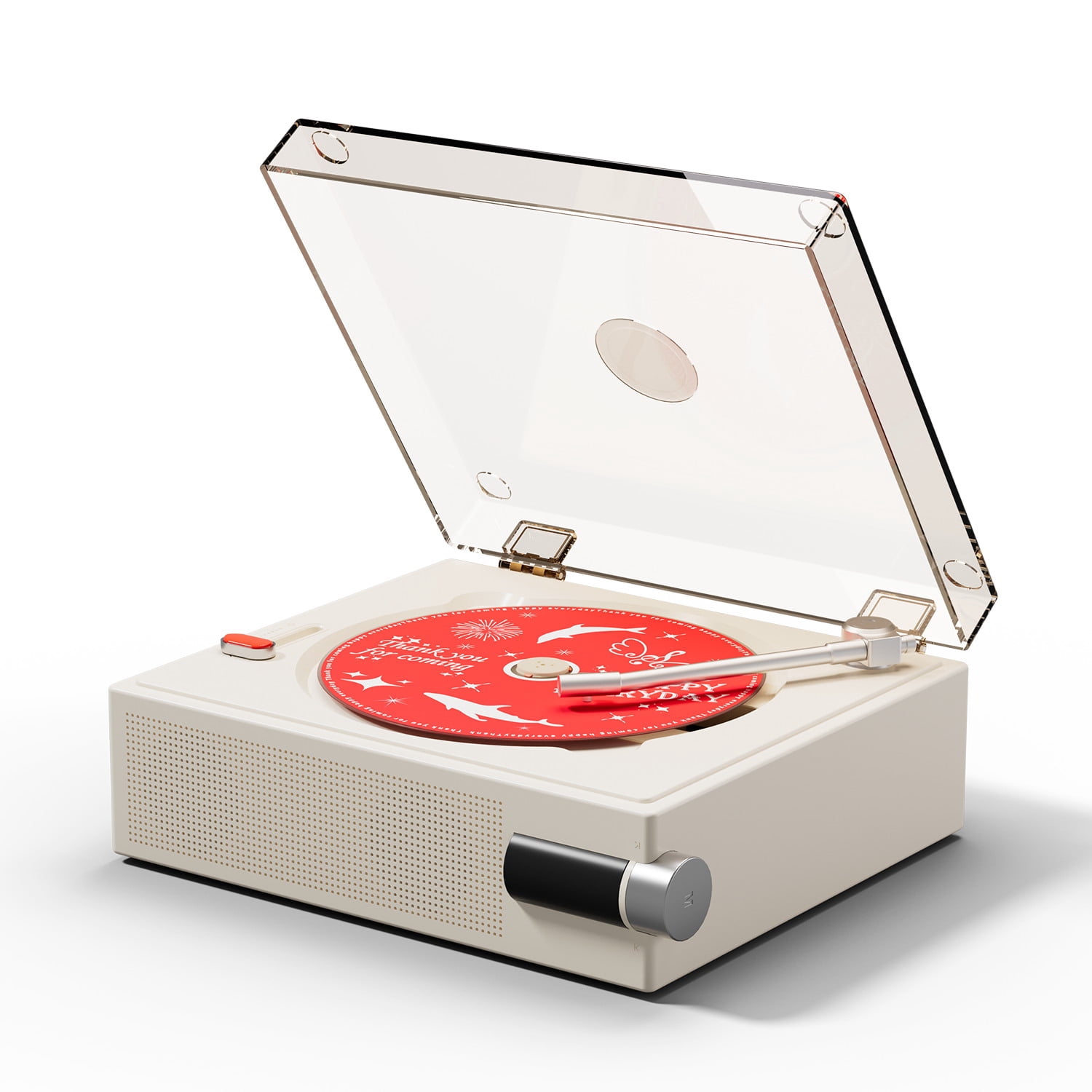 Yintiny 2026 New CD Player With Speakers, Cream White, Clear Acrylic ...