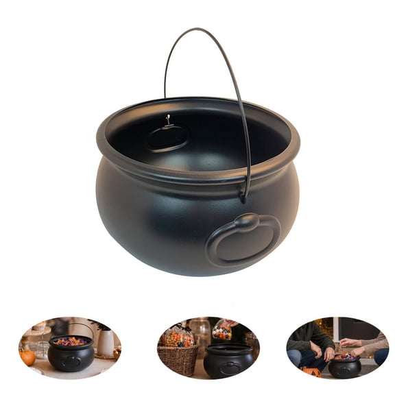 Yintiny Cauldron Halloween Decorations, Black Cauldron Decor for Yard, Black Candy Bucket, Ideal for Yard, Porch, Garden and Party Displays
