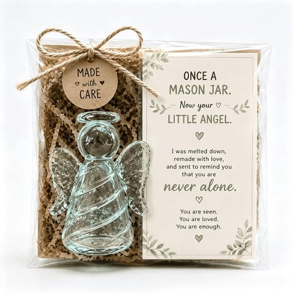 Yintiny Divine Recycled Angel Keepsake, Handmade Glass Statue, Heartfelt Card,Symbol of Hope,Adult Encouragement Gift