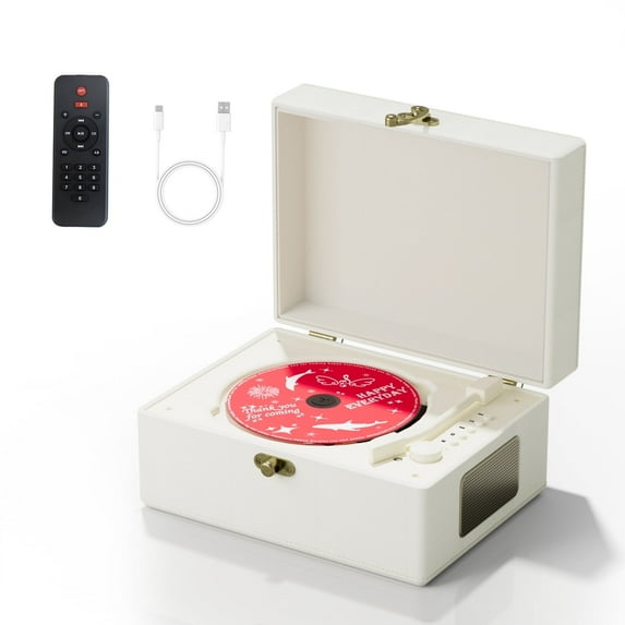 Yintiny Rechargeable Vintage CD Player with Speakers; Bluetooth Transmitter; Festival Gift; BGM Player for Home Decor