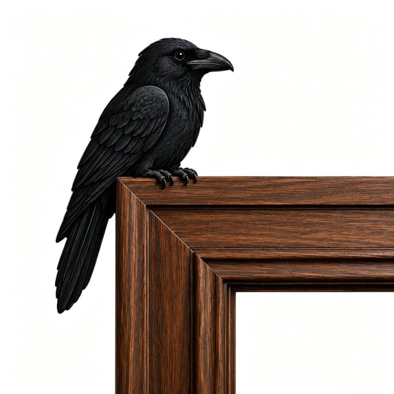 Yintiny Wooden Raven Door Topper, Rustic Raven Bird Corner Door Frame ...