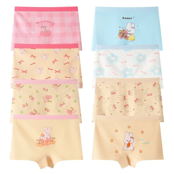 Yintry Girls Boyshorts Soft Cotton Underwear,8-Pack,Sizes 2-10