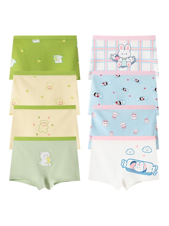 Girls Boyshorts Soft Cotton Underwear,8-Pack,Sizes 2-10