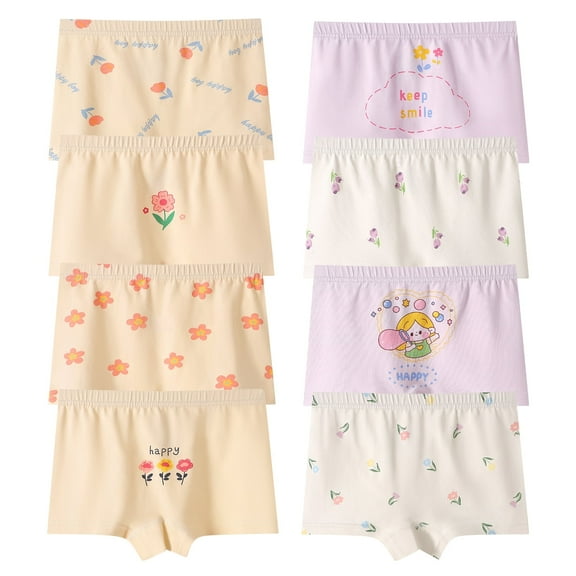 Yintry Girls Boyshorts Soft Cotton Underwear,8-pack,Sizes 2-10