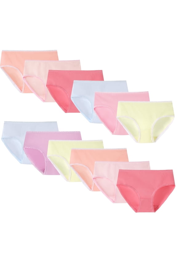 Girls Briefs Supersoft Toddler Undies Breathable Underwear, 12 Pack, Size 2-12