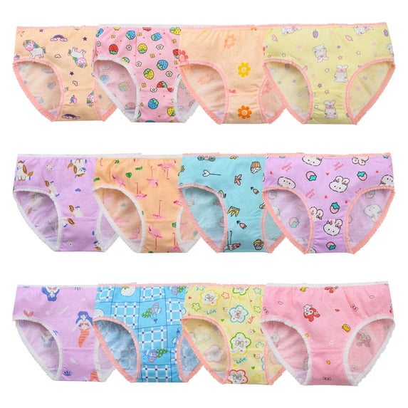 Yintry Girls Briefs Supersoft Toddler Undies Breathable Underwear, 12 pack, Size 2-12