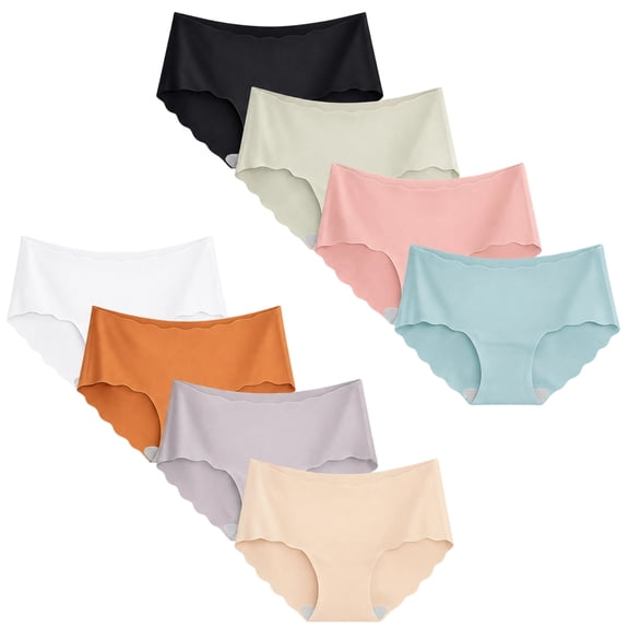Yintry Girls Mid Rise Seamless Panties Strechy Underwear, 8 Pack, Size 9-16