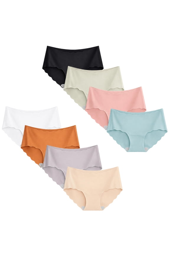 Girls Mid Rise Seamless Panties Strechy Underwear, 8 Pack, Size 9-16