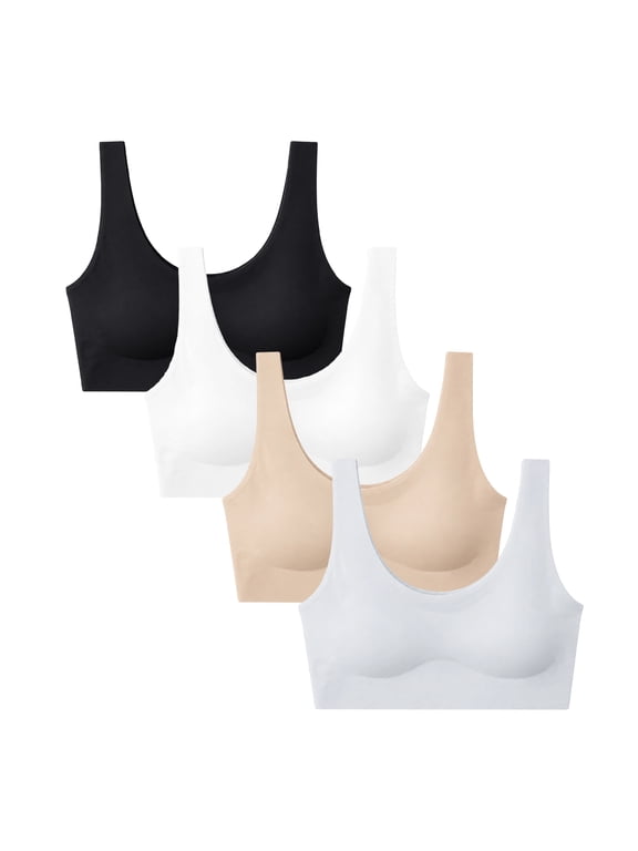 Girls Seamless Bralette Pull over Sports Bra, 4-Pack, Sizes 12-18