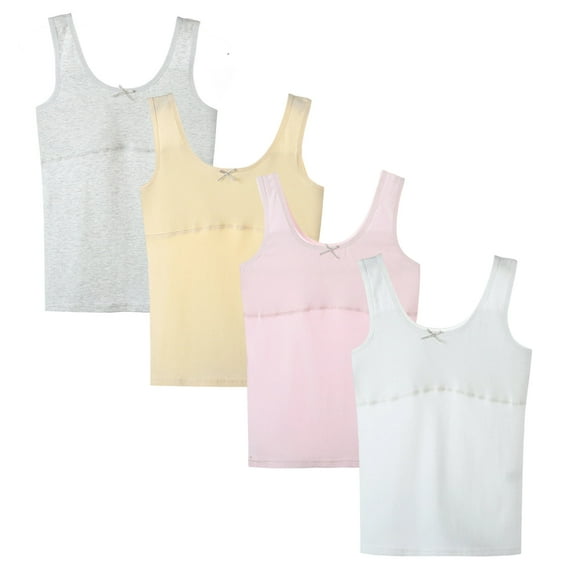 Yintry Girls Soft Cotton Camisole Undershirt-Tank Top, 4 Pack, Size 7-12