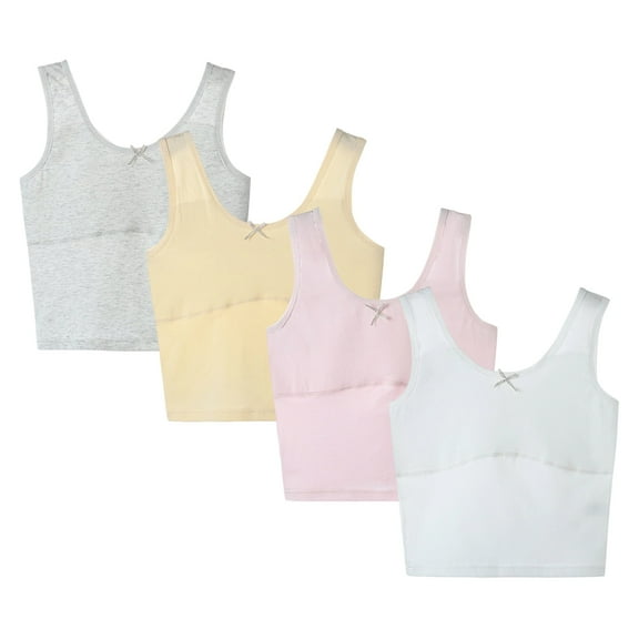 Yintry Girls Soft Cotton Camisole Undershirt-Tank Top, 4 Pack, Size 7-12