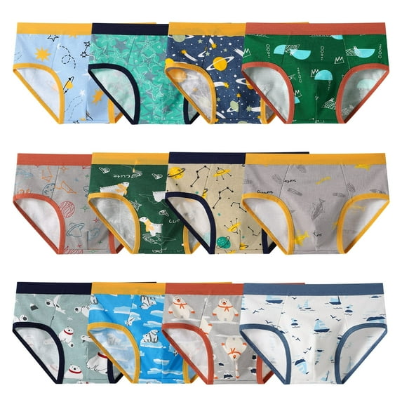 Yintry Toddler Boys Underwear Kids Cotton Briefs,12 Pack, Sizes 2-10