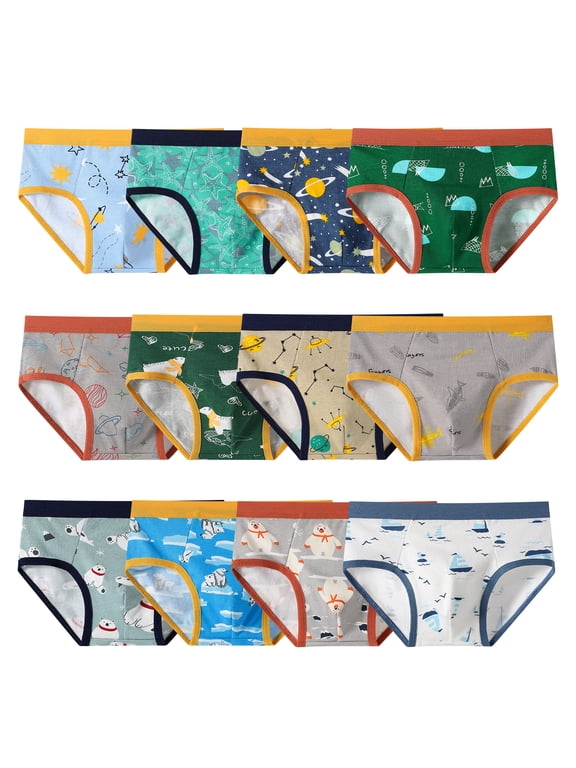 Toddler Boys Underwear Kids Cotton Briefs,12 Pack, Sizes 2-10